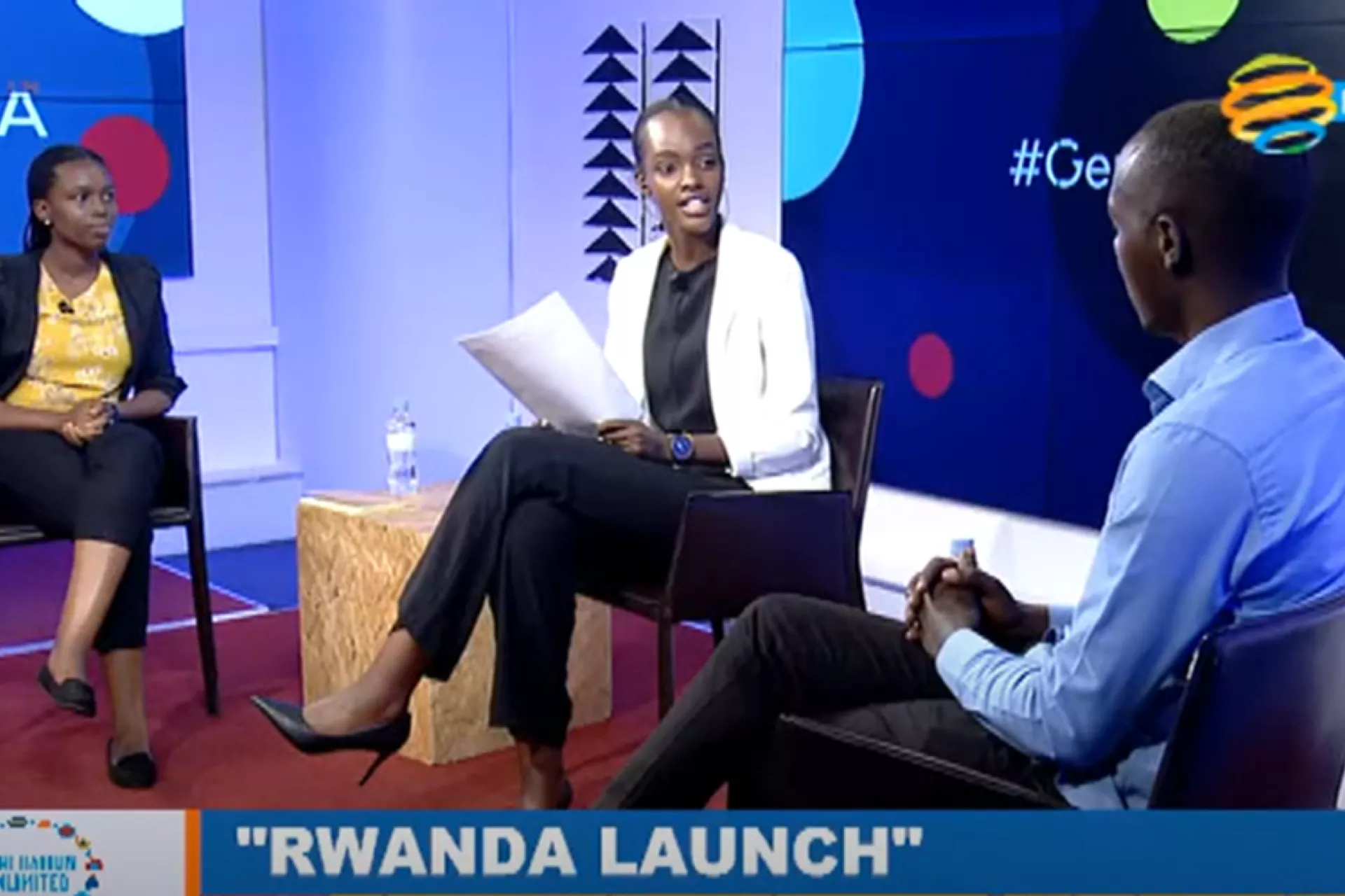Martina Abera, 19-year-old host of the GenU launch in Rwanda, interviews youth panellists.