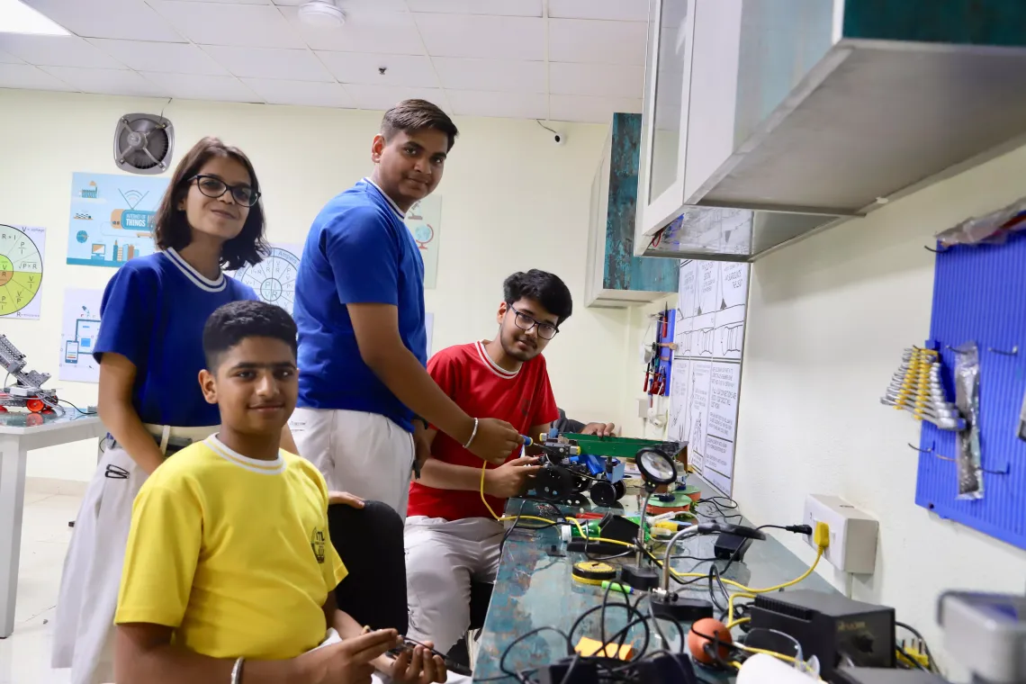 Students from ITL Public School showcase their innovations in the Atal Tinkering Lab.