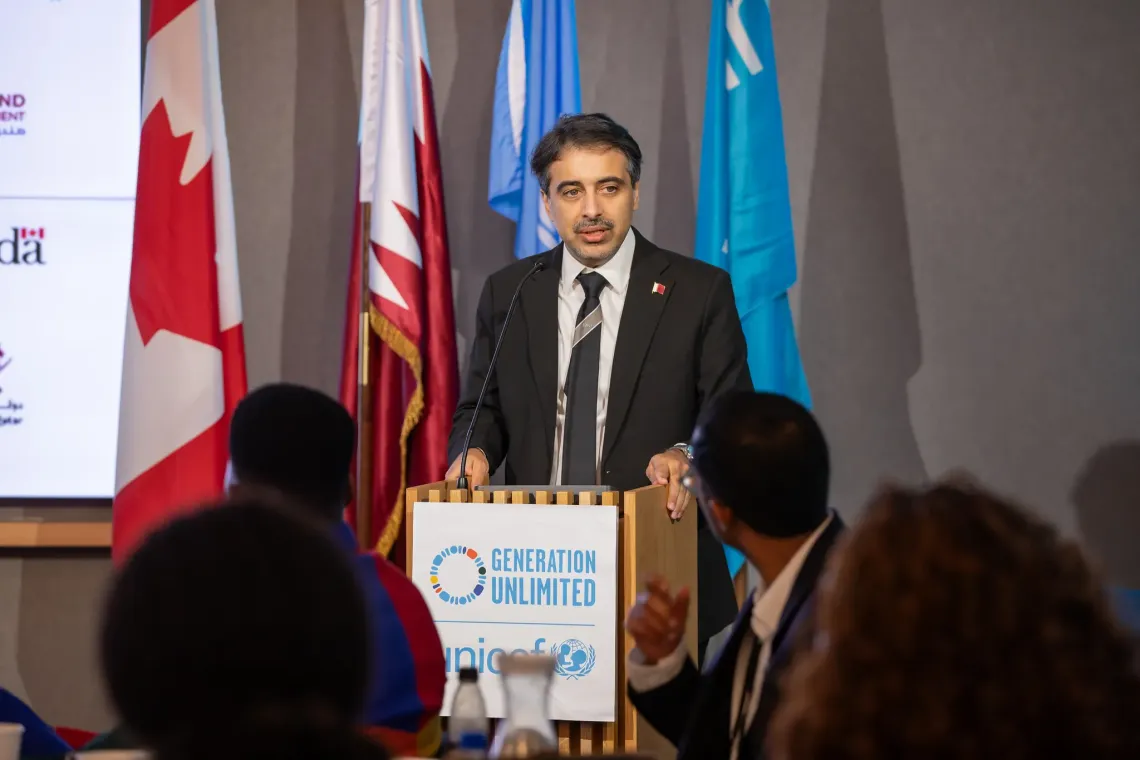 Fahad Al-Sulaiti, Director-General of the Qatar Fund for Development, during his address at the GLC meeting