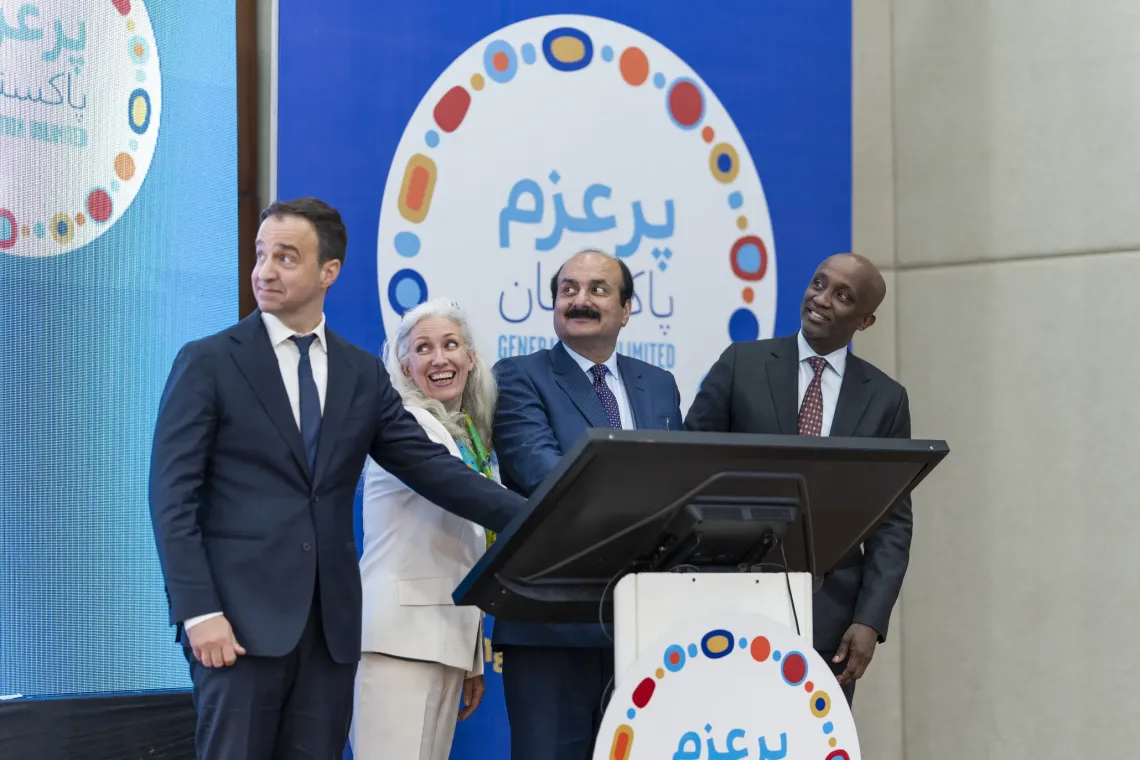 Kevin Frey, Generation Unlimited CEO, Pernille Ironside, UNICEF Representative in Pakistan, Rana Mashhood Ahmad Khan, Chairman of the Prime Minister&rsquo;s Youth Programme and...