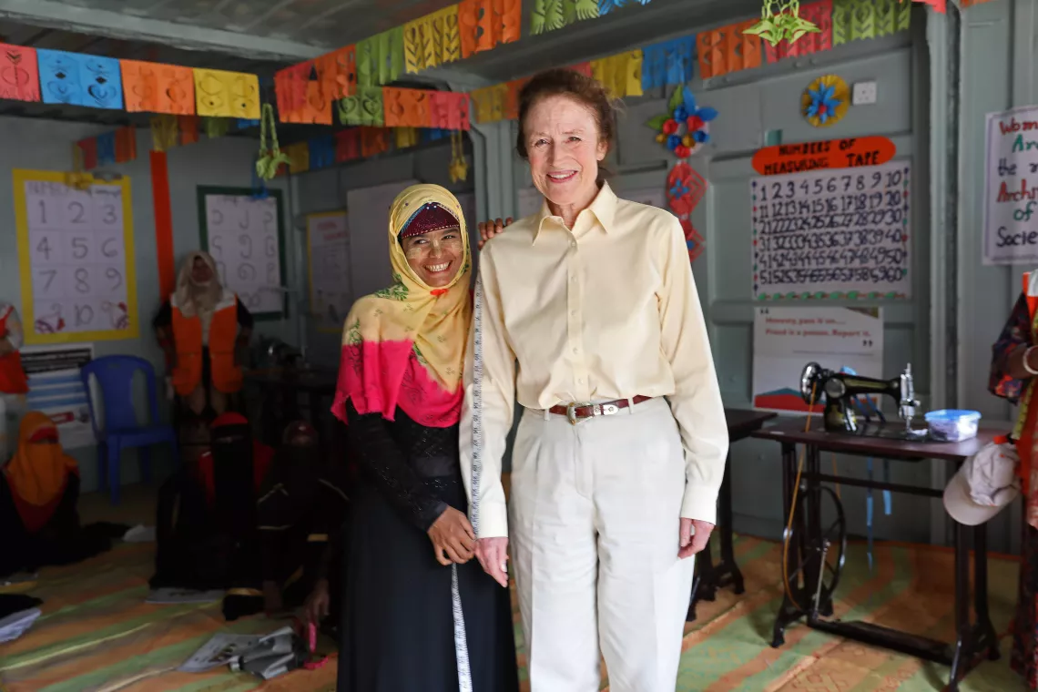 UNICEF Executive Director meets a girl at a vocational training centre in Bangladesh.