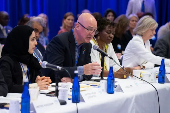 Alan Jope speaking at a meeting